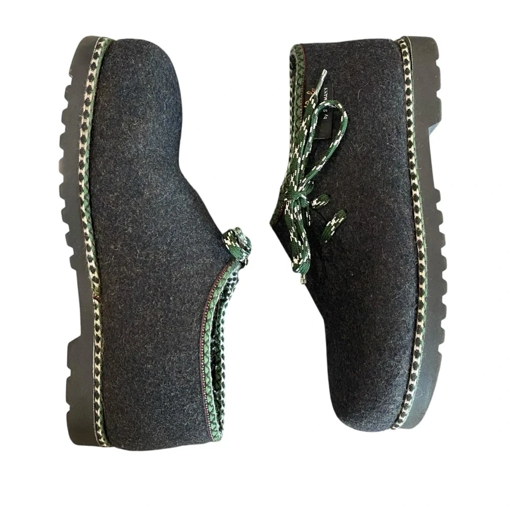 Stegmann Grey Wool Clogs 9 Felt Wild N Wooly Oxford Flat Shoes - Picture 5 of 10